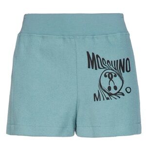 NWOT MOSCHINO printed French terry cotton shorts in slate blue